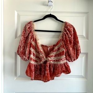 Free People Yours Truly Velvet Top in Mauve | NWOT | Size M
